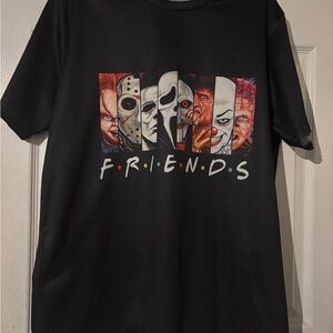 F•R•I•E•N•D•S Black Graphic 8 Horror Character T-Shirt Size XL New